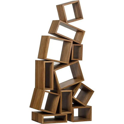 Cubist Natural Wood Etagere-Etageres-Noir-LOOMLAN