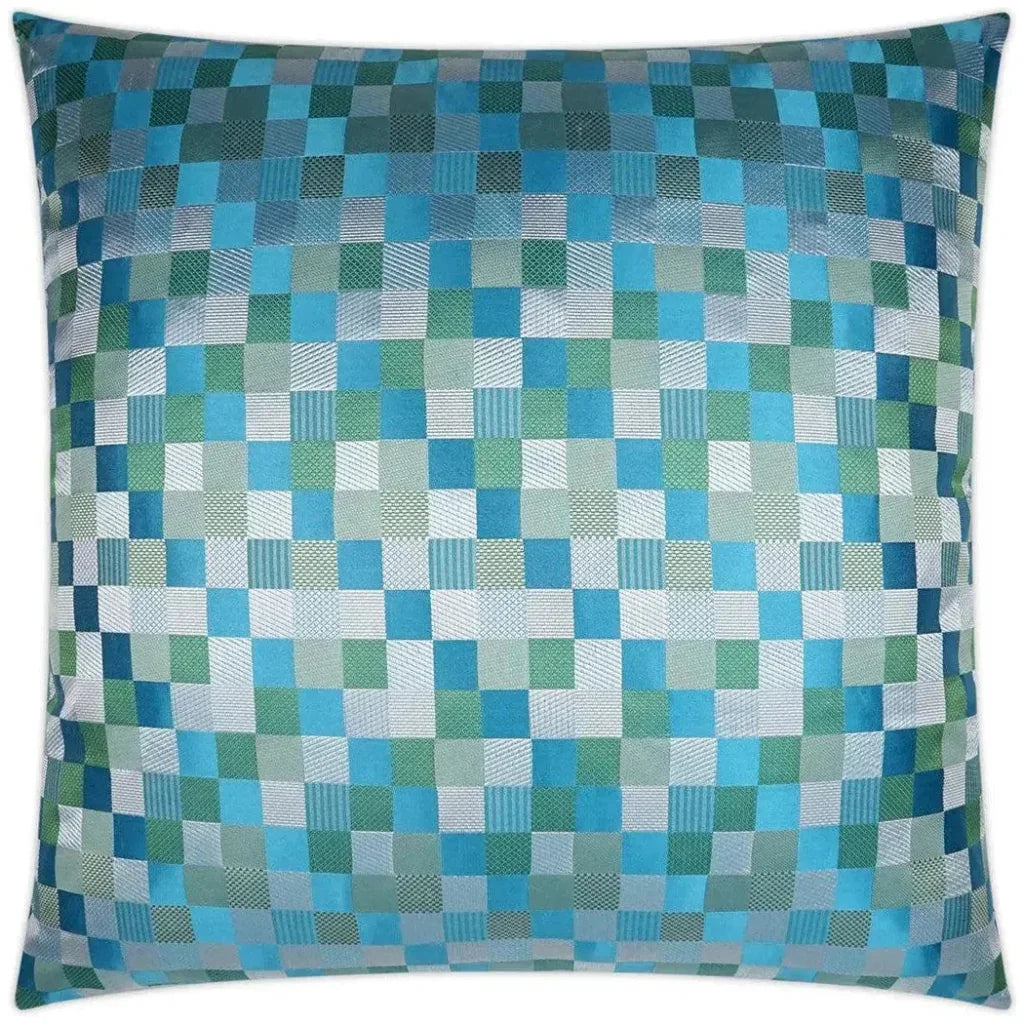 Cubit Aqua Plaid Check Blue Mist Large Throw Pillow - LOOMLAN - D.V. Kap - Throw Pillows