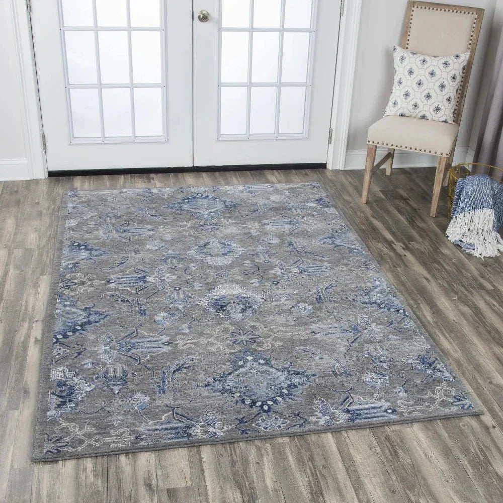 Cuca Floral Gray Large Area Rugs For Living Room - LOOMLAN - LOOMLAN - Area Rugs