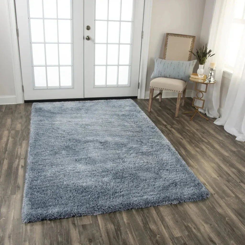 Cues Solid Blue Area Rugs For Living Room - LOOMLAN - LOOMLAN - Area Rugs
