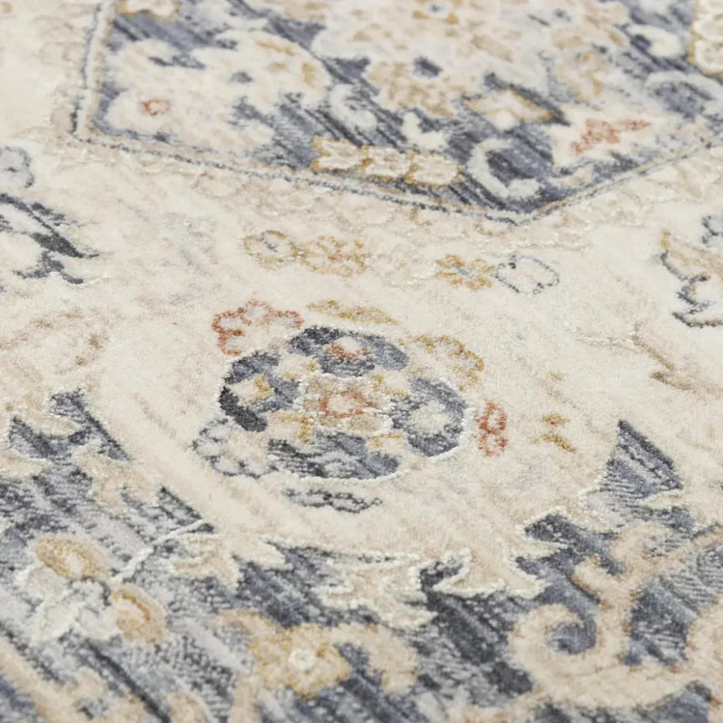Curl Medallion Blue Area Rugs For Living Room - LOOMLAN - LOOMLAN - Area Rugs
