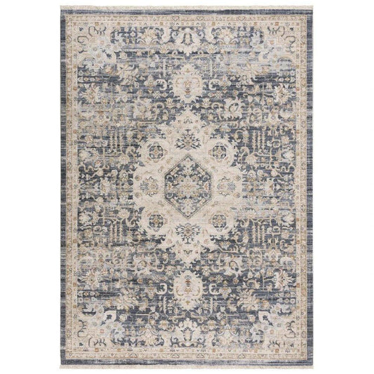 Curl Medallion Blue Area Rugs For Living Room - LOOMLAN - LOOMLAN - Area Rugs