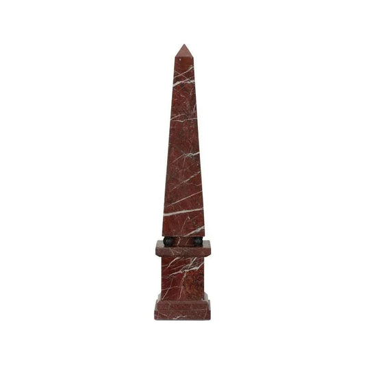Currant Red Marble Obelisk Sculpture - LOOMLAN - Chelsea House - Statues & Sculptures
