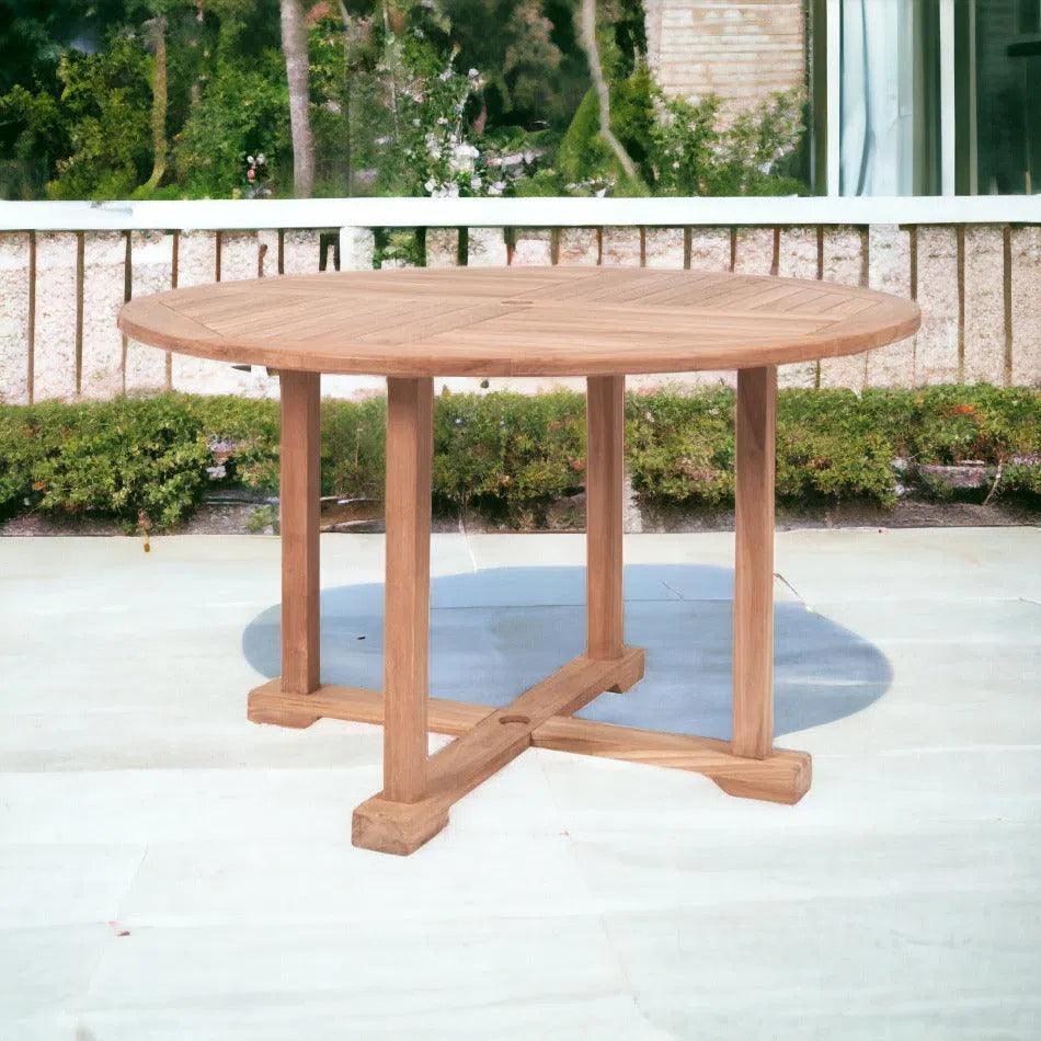 Curtis 47.25-inch Round Outdoor Dining Table-Outdoor Dining Tables-HiTeak-LOOMLAN