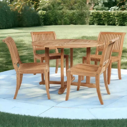 Curtis 47.25-inch Round Outdoor Dining Table-Outdoor Dining Tables-HiTeak-LOOMLAN