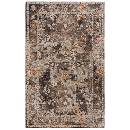 Cute Floral Brown/ Beige Large Area Rugs - LOOMLAN - LOOMLAN - Area Rugs