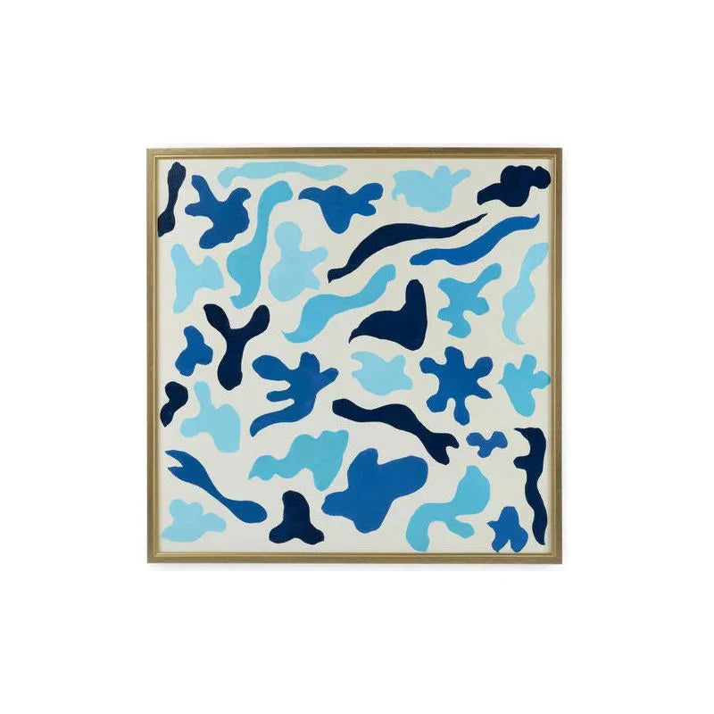 Cutouts in Blue Stretched Canvas Artwork-Framed Wall Art-Chelsea House-LOOMLAN