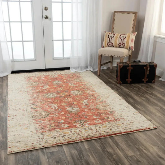 Cybo Floral Red/ Beige Large Area Rugs For Living Room - LOOMLAN - LOOMLAN - Area Rugs