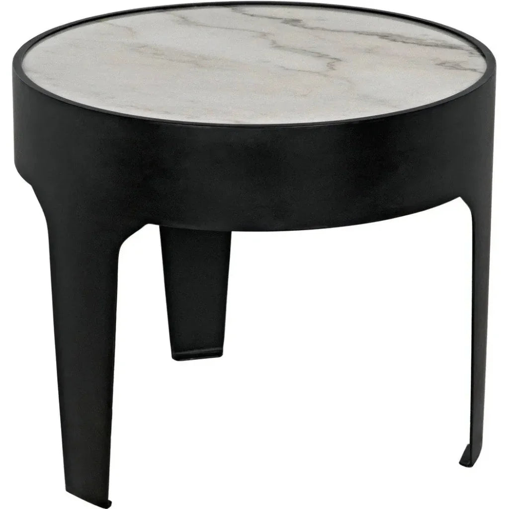 Cylinder Marble Round Side Table