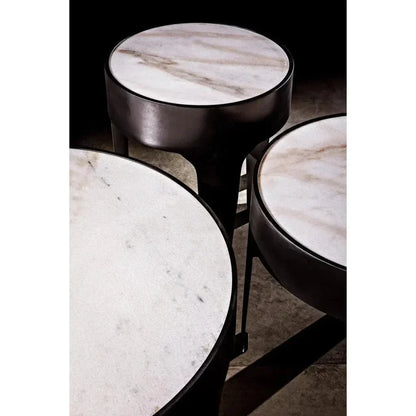 Cylinder Marble Round Side Table