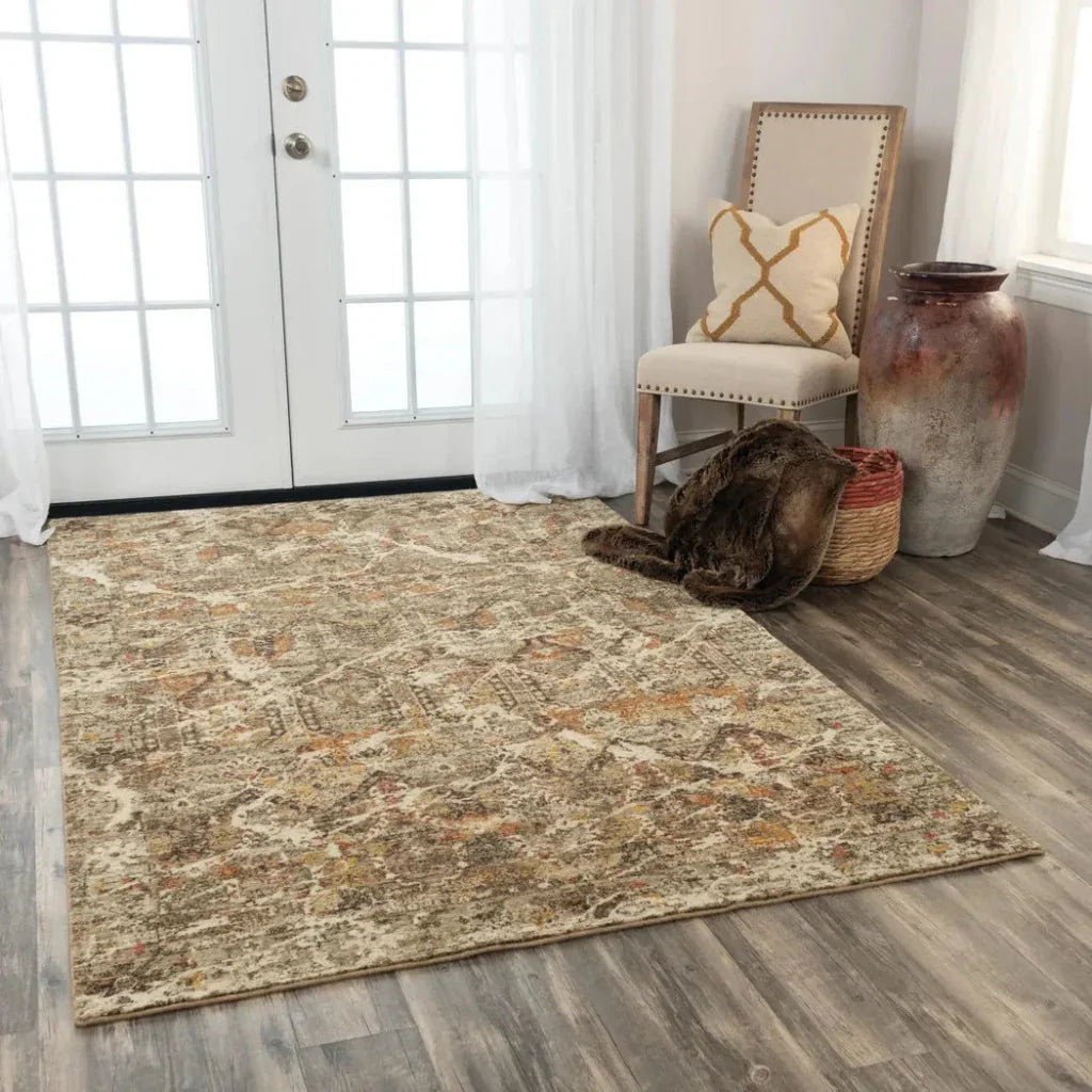 Cyng Geometric Brown/ Beige Large Area Rugs - LOOMLAN - LOOMLAN - Area Rugs