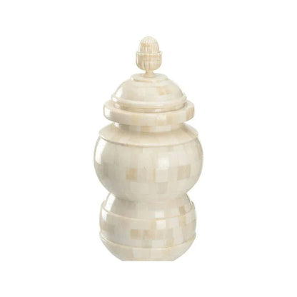 Cyrus Bone Inlay Pattern Whte Jar - LOOMLAN - Chelsea House - Vases & Jars