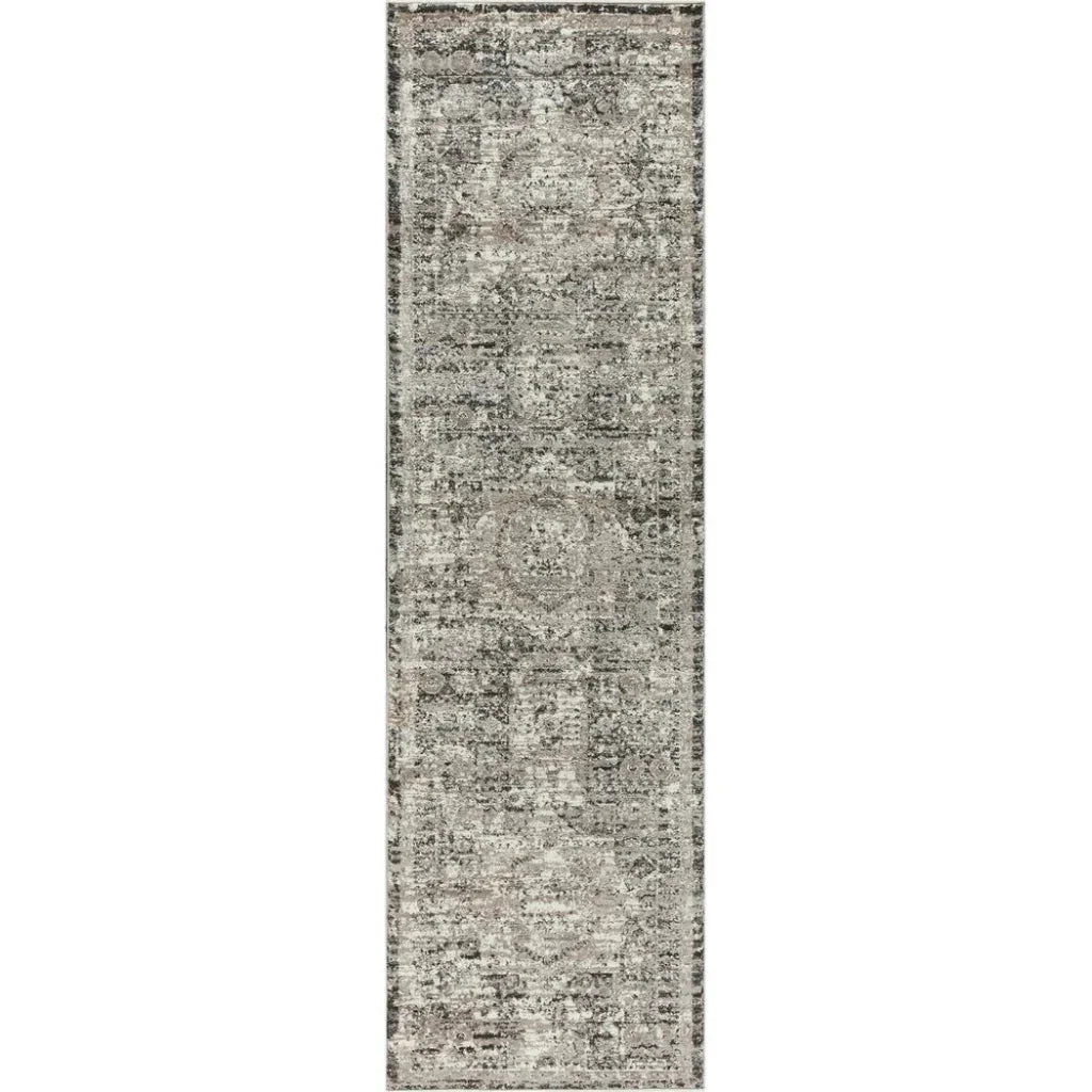 Dach Central Medallion Gray Kitchen Hallway Runner Rug - LOOMLAN - LOOMLAN - Area Rugs