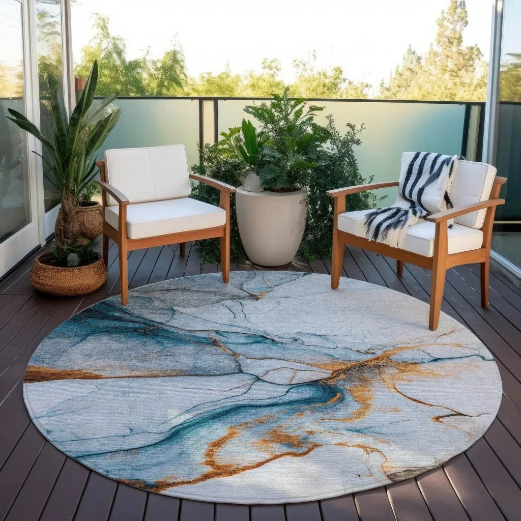 Daeanor Blue Washable Indoor - Outdoor Rug - LOOMLAN - LOOMLAN Rugs - Outdoor Rugs