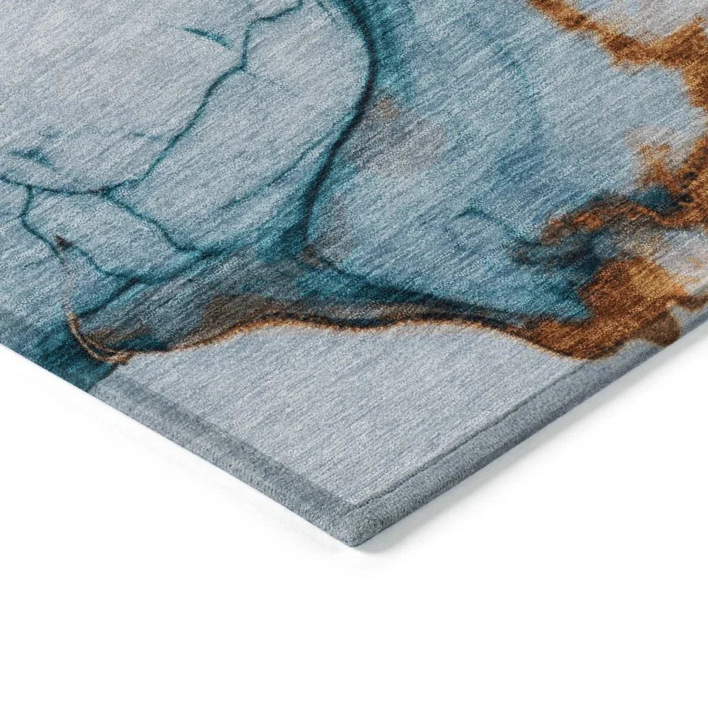 Daeanor Blue Washable Indoor - Outdoor Rug - LOOMLAN - LOOMLAN Rugs - Outdoor Rugs