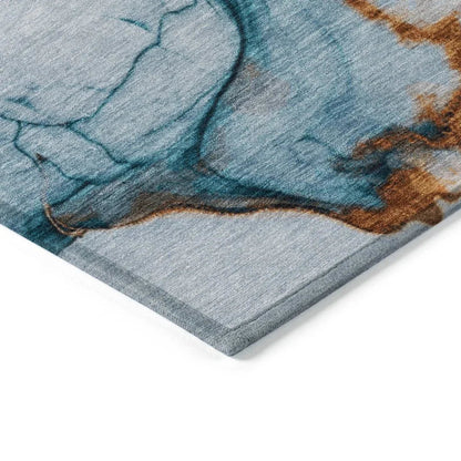 Daeanor Blue Washable Indoor - Outdoor Rug - LOOMLAN - LOOMLAN Rugs - Outdoor Rugs