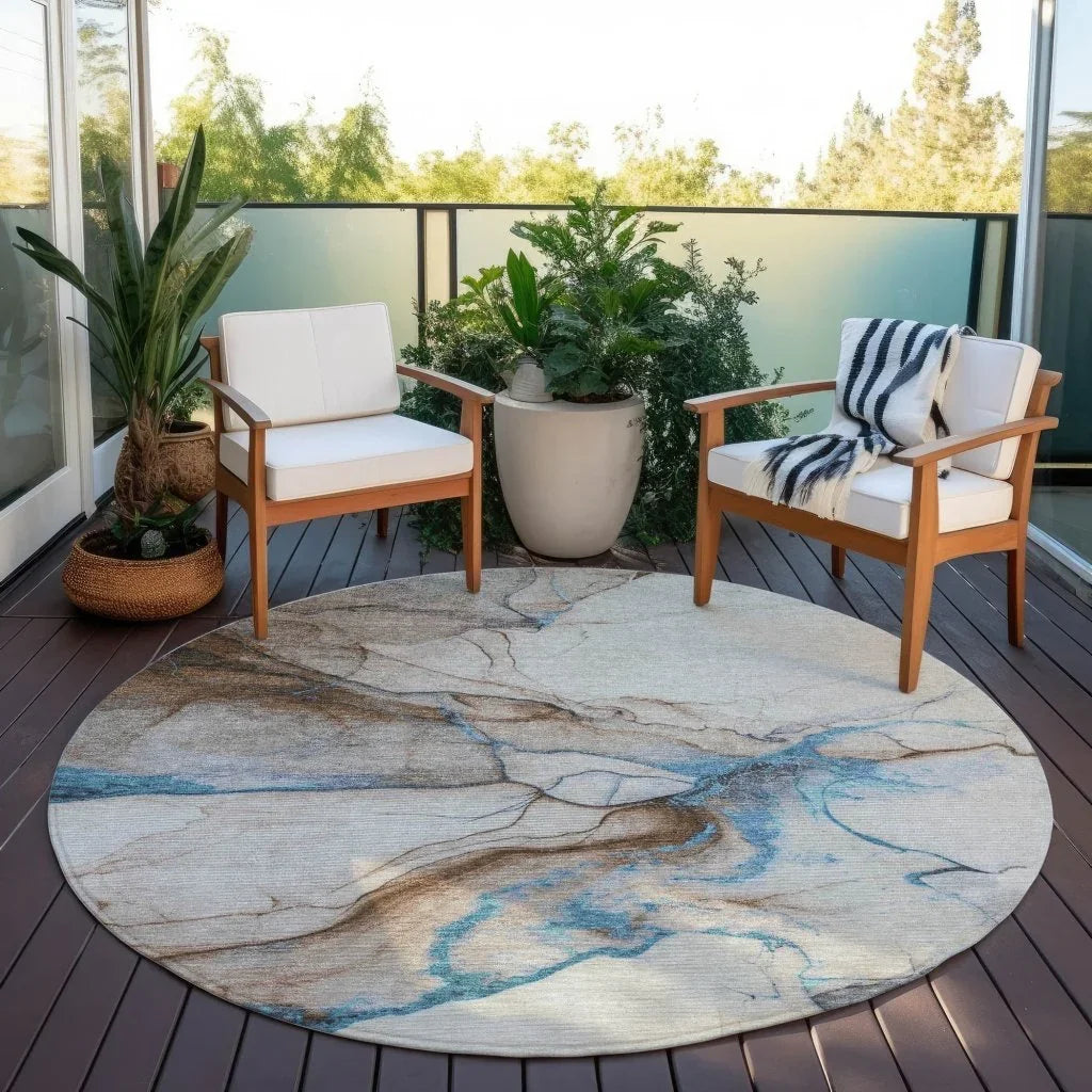 Daeanor Brown Washable Indoor - Outdoor Rug - LOOMLAN - LOOMLAN Rugs - Outdoor Rugs