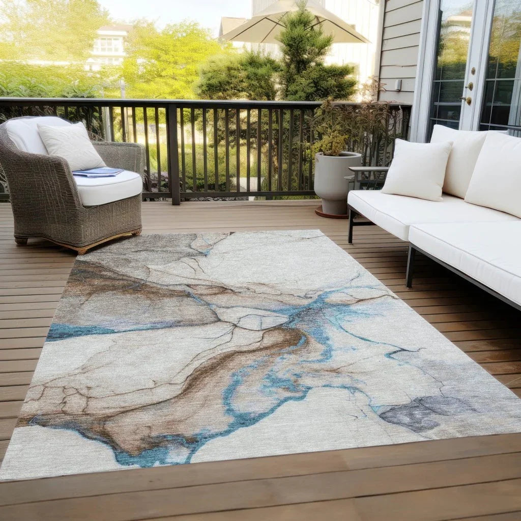 Daeanor Brown Washable Indoor - Outdoor Rug - LOOMLAN - LOOMLAN Rugs - Outdoor Rugs