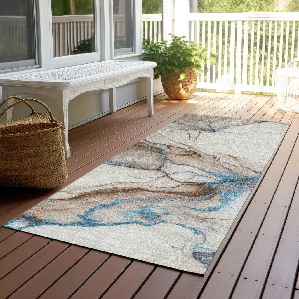 Daeanor Brown Washable Indoor - Outdoor Rug - LOOMLAN - LOOMLAN Rugs - Outdoor Rugs