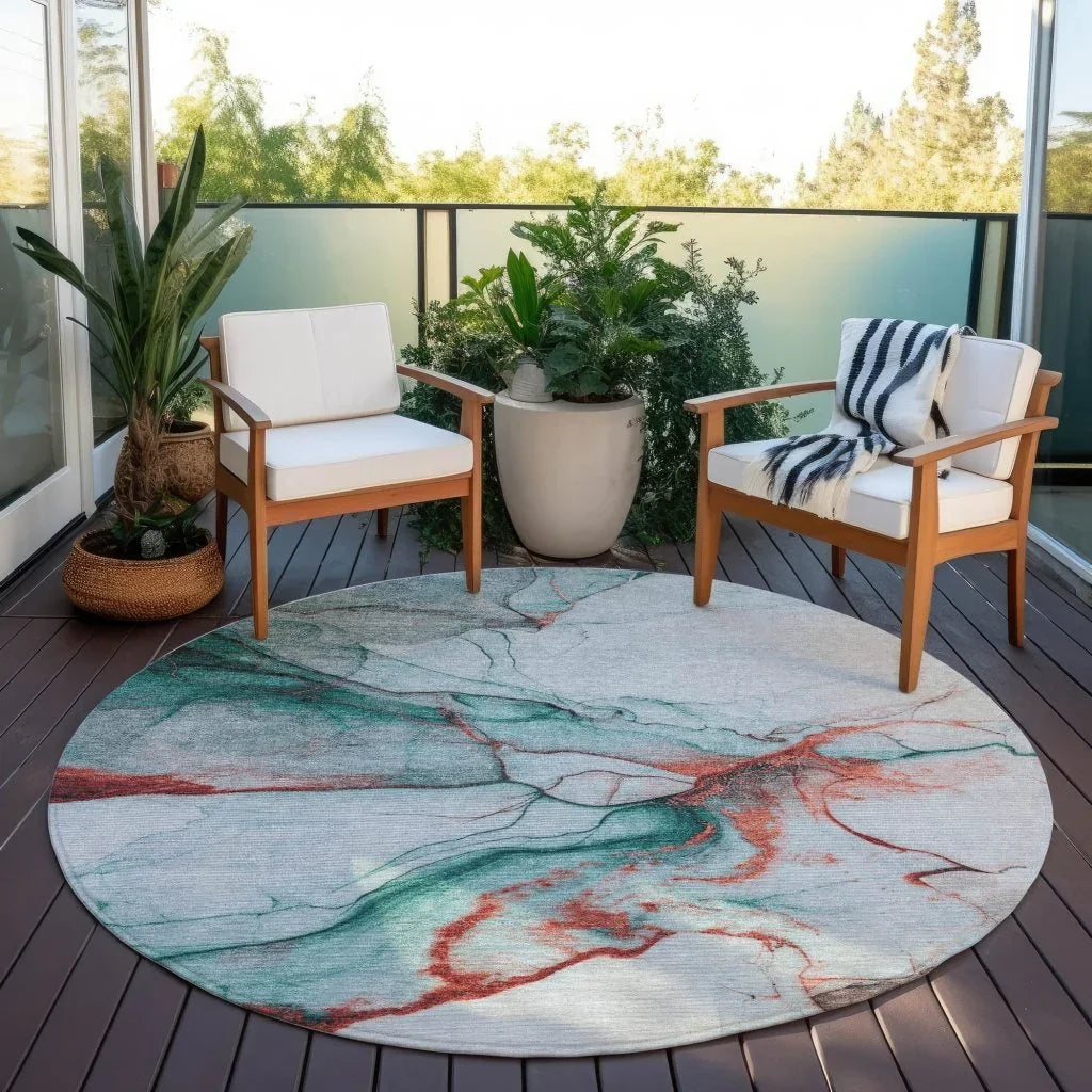 Daeanor Teal Washable Indoor - Outdoor Rug - LOOMLAN - LOOMLAN Rugs - Outdoor Rugs