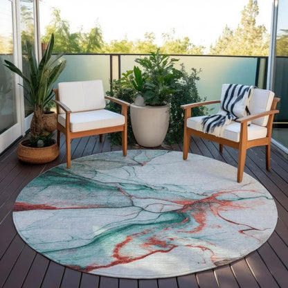 Daeanor Teal Washable Indoor - Outdoor Rug - LOOMLAN - LOOMLAN Rugs - Outdoor Rugs