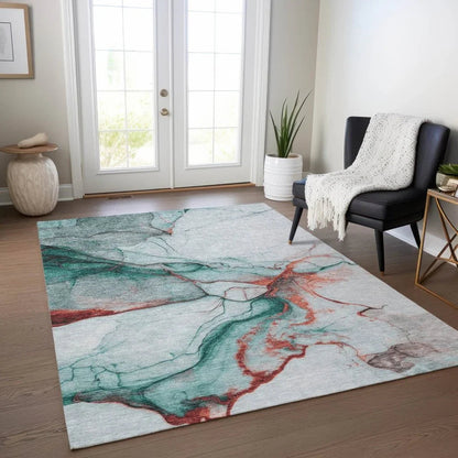 Daeanor Teal Washable Indoor - Outdoor Rug - LOOMLAN - LOOMLAN Rugs - Outdoor Rugs