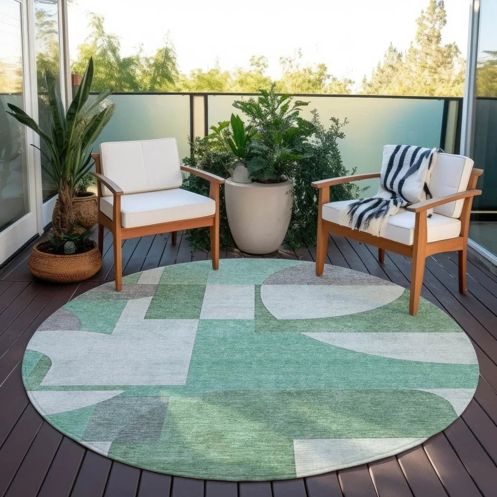 Daeel Green Washable Indoor - Outdoor Rug - LOOMLAN - LOOMLAN Rugs - Outdoor Rugs