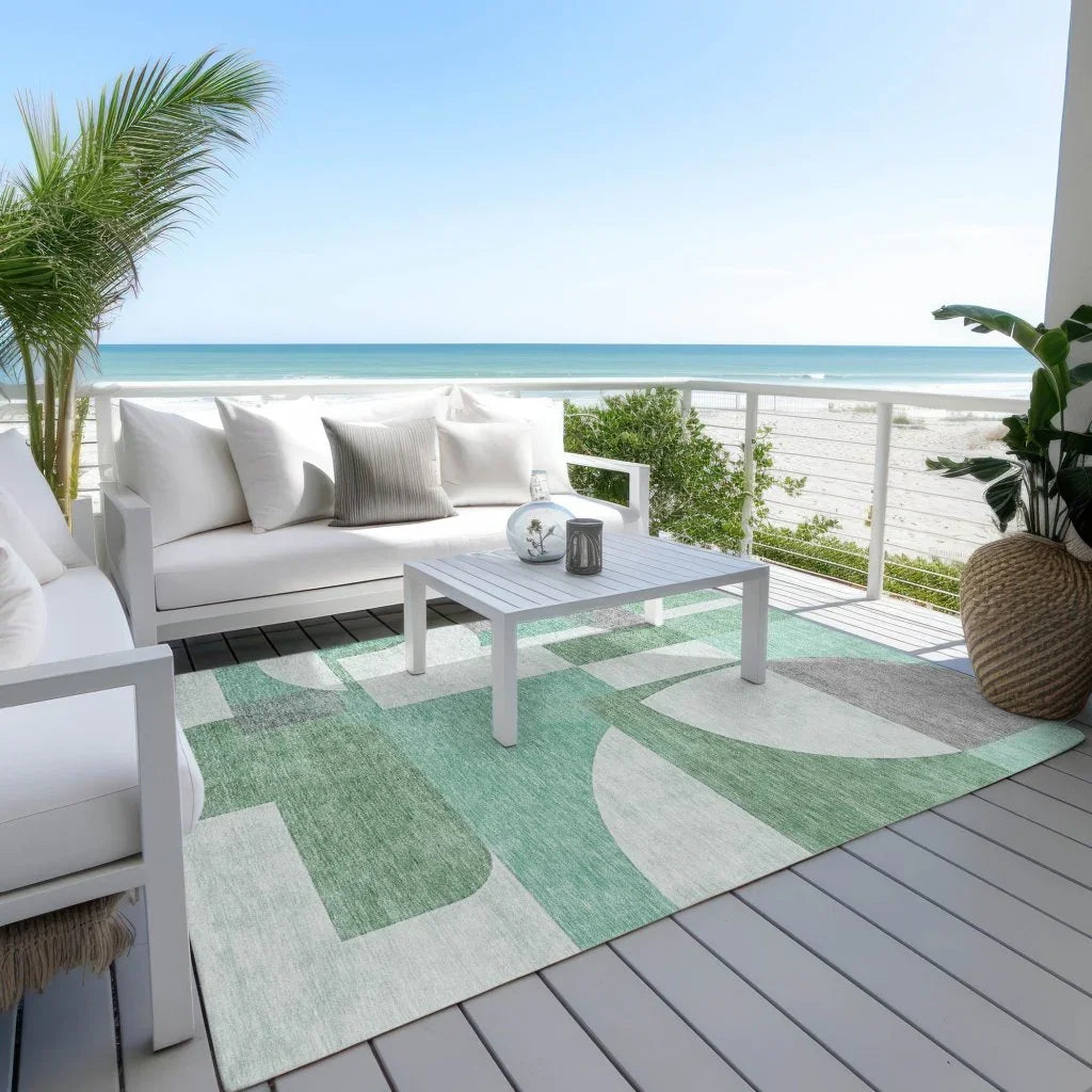 Daeel Green Washable Indoor - Outdoor Rug - LOOMLAN - LOOMLAN Rugs - Outdoor Rugs