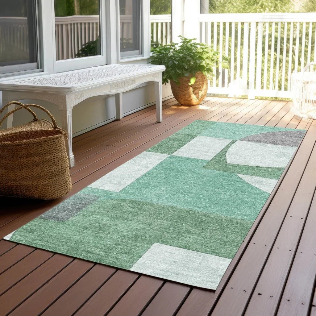 Daeel Green Washable Indoor - Outdoor Rug - LOOMLAN - LOOMLAN Rugs - Outdoor Rugs