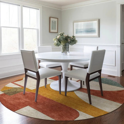 Daeel Orange Washable Indoor - Outdoor Rug - LOOMLAN - LOOMLAN Rugs - Outdoor Rugs