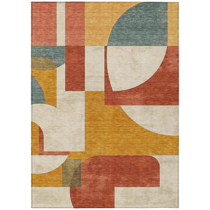 Daeel Orange Washable Indoor - Outdoor Rug - LOOMLAN - LOOMLAN Rugs - Outdoor Rugs