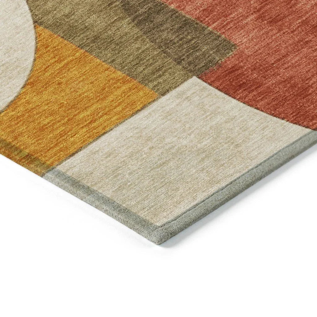 Daeel Orange Washable Indoor - Outdoor Rug - LOOMLAN - LOOMLAN Rugs - Outdoor Rugs