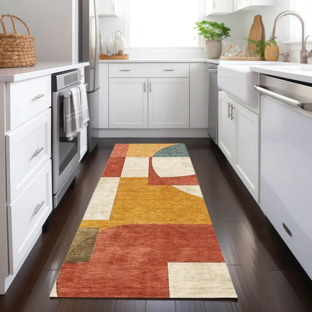 Daeel Orange Washable Indoor - Outdoor Rug - LOOMLAN - LOOMLAN Rugs - Outdoor Rugs