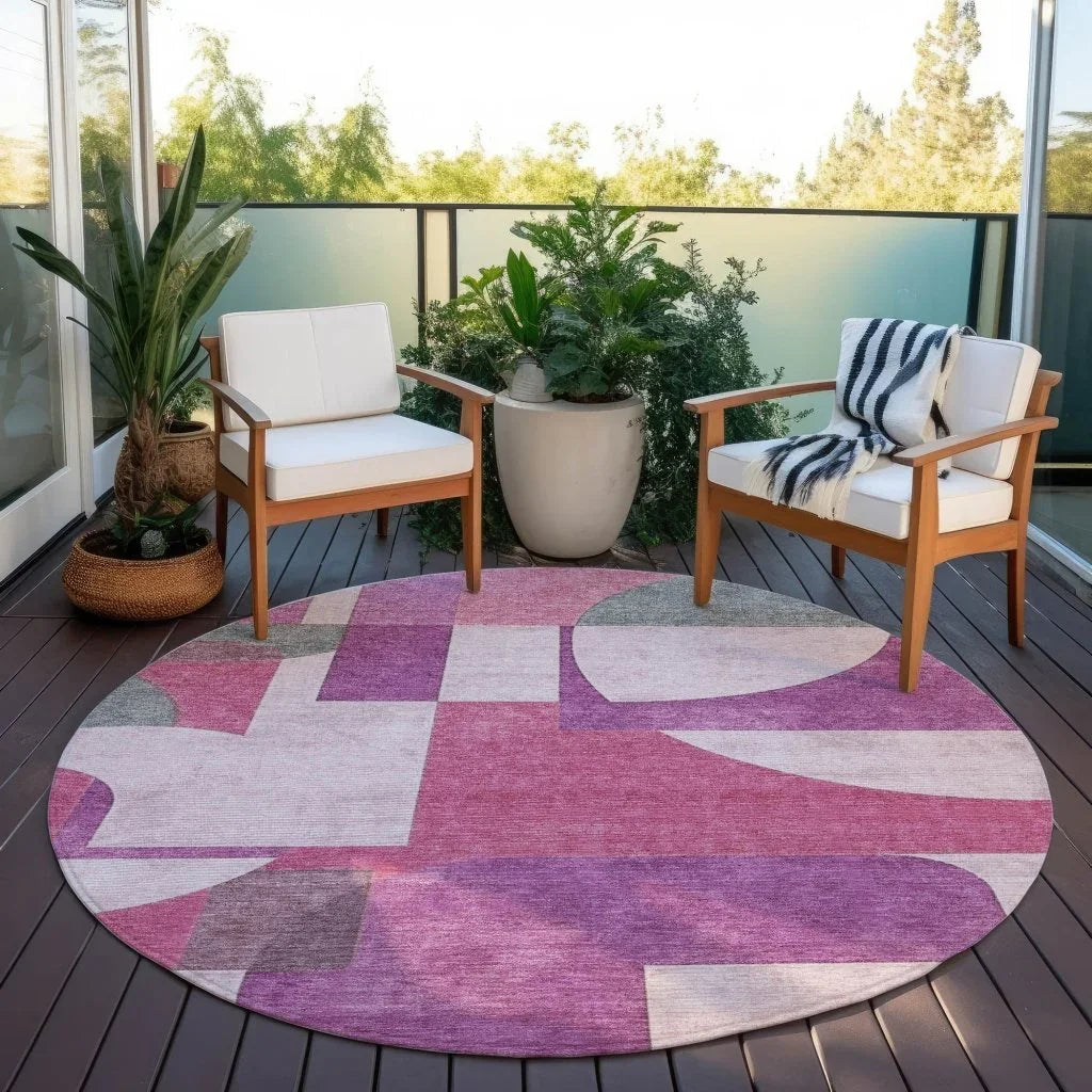 Daeel Pink Washable Indoor - Outdoor Rug - LOOMLAN - LOOMLAN Rugs - Outdoor Rugs