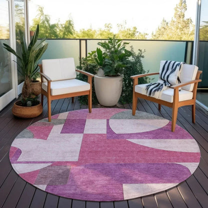 Daeel Pink Washable Indoor - Outdoor Rug - LOOMLAN - LOOMLAN Rugs - Outdoor Rugs