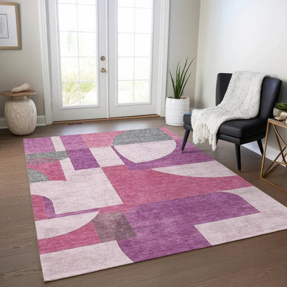 Daeel Pink Washable Indoor - Outdoor Rug - LOOMLAN - LOOMLAN Rugs - Outdoor Rugs