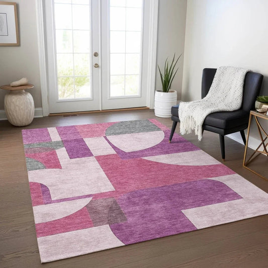 Daeel Pink Washable Indoor - Outdoor Rug - LOOMLAN - LOOMLAN Rugs - Outdoor Rugs