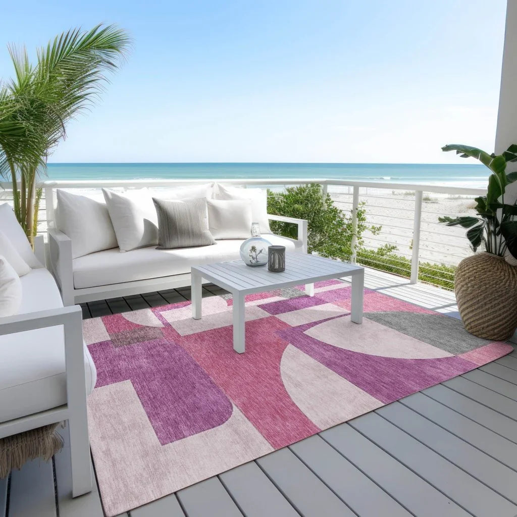 Daeel Pink Washable Indoor - Outdoor Rug - LOOMLAN - LOOMLAN Rugs - Outdoor Rugs