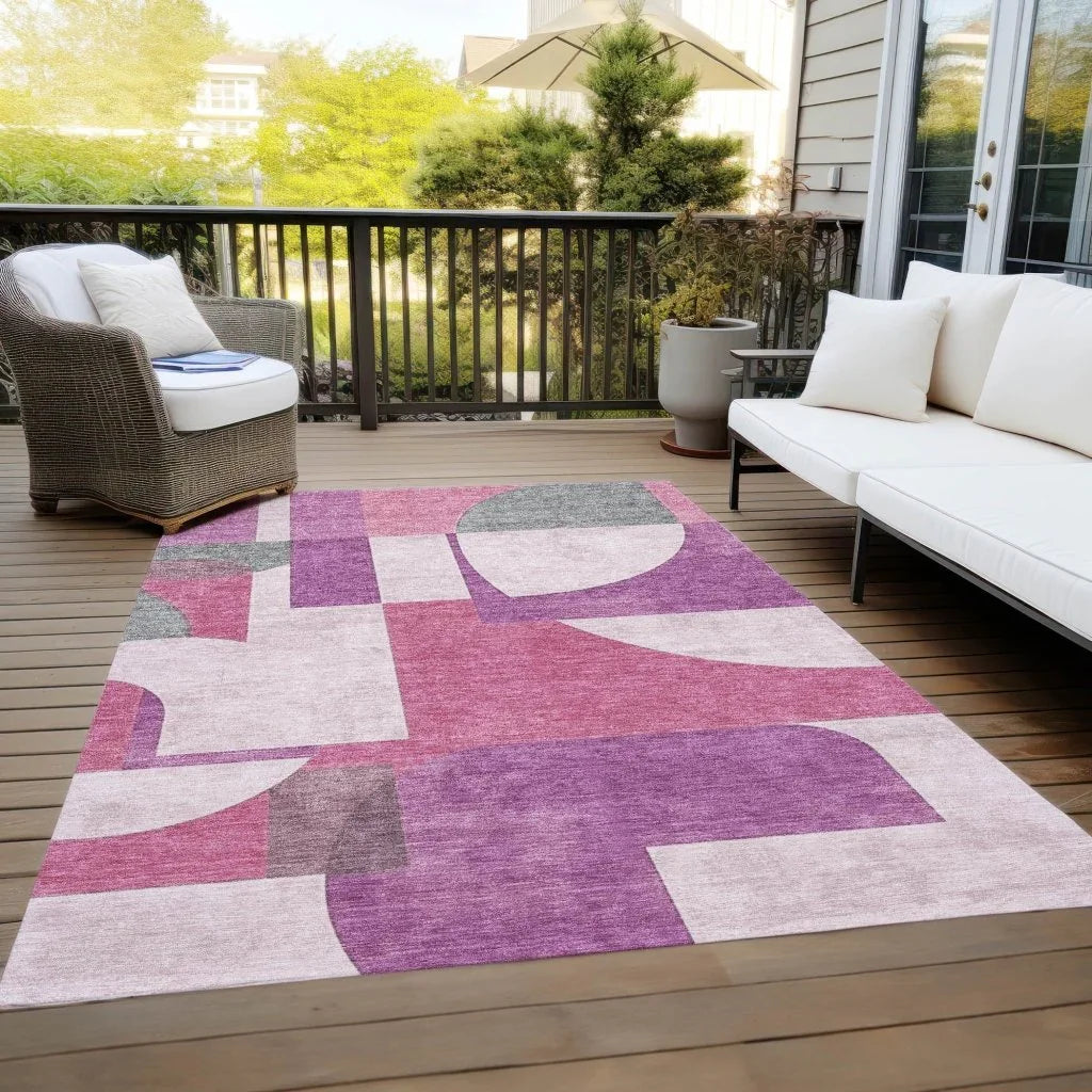 Daeel Pink Washable Indoor - Outdoor Rug - LOOMLAN - LOOMLAN Rugs - Outdoor Rugs