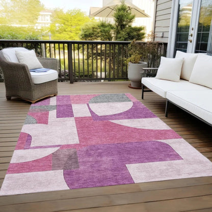 Daeel Pink Washable Indoor - Outdoor Rug - LOOMLAN - LOOMLAN Rugs - Outdoor Rugs