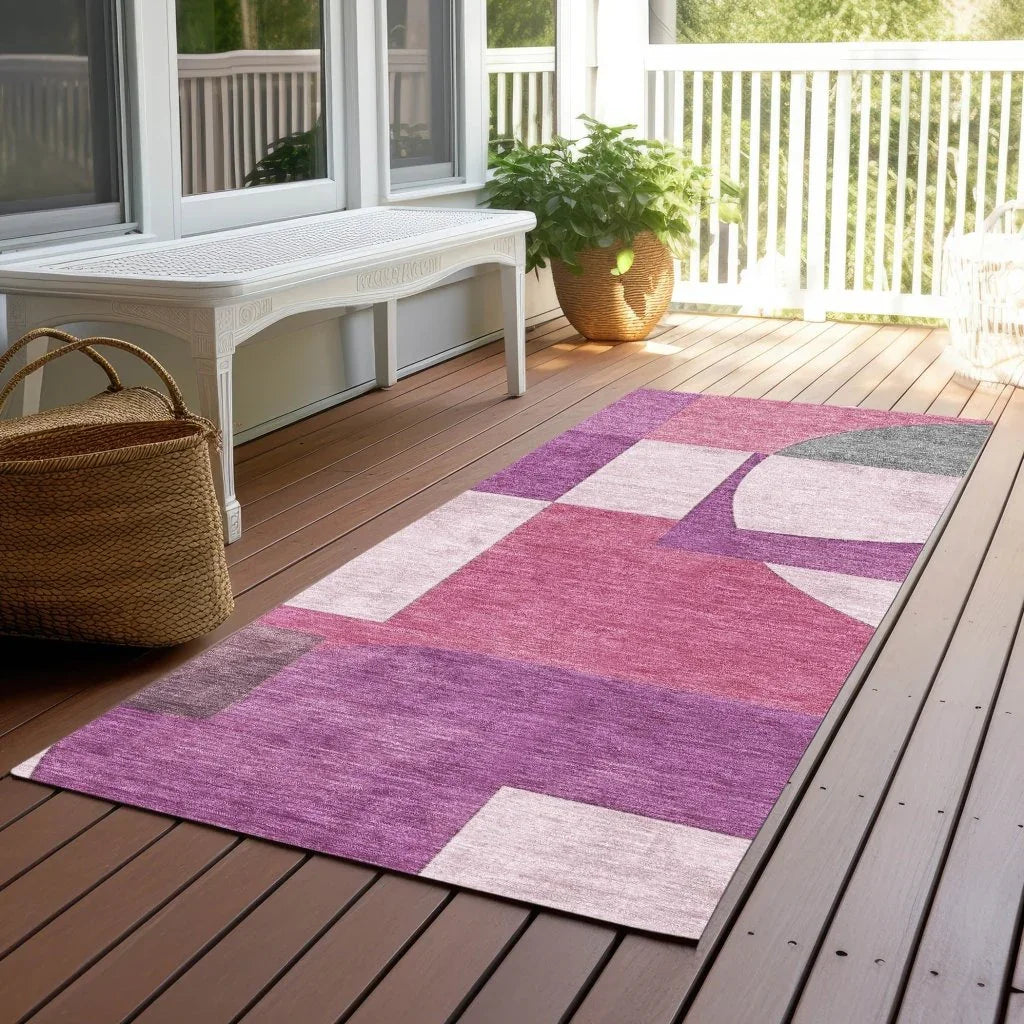 Daeel Pink Washable Indoor - Outdoor Rug - LOOMLAN - LOOMLAN Rugs - Outdoor Rugs