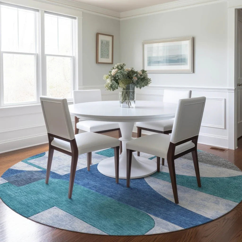 Daeel Teal Washable Indoor - Outdoor Rug - LOOMLAN - LOOMLAN Rugs - Outdoor Rugs