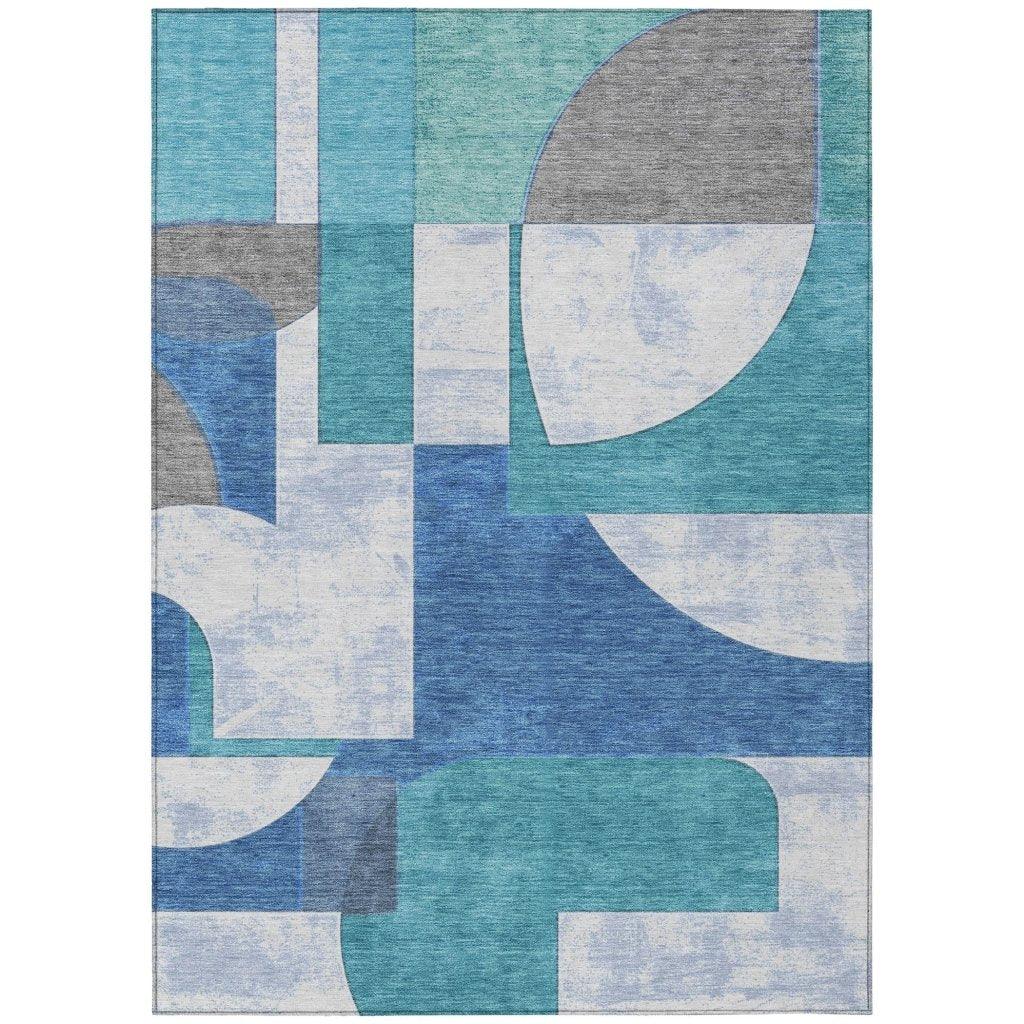 Daeel Teal Washable Indoor - Outdoor Rug - LOOMLAN - LOOMLAN Rugs - Outdoor Rugs