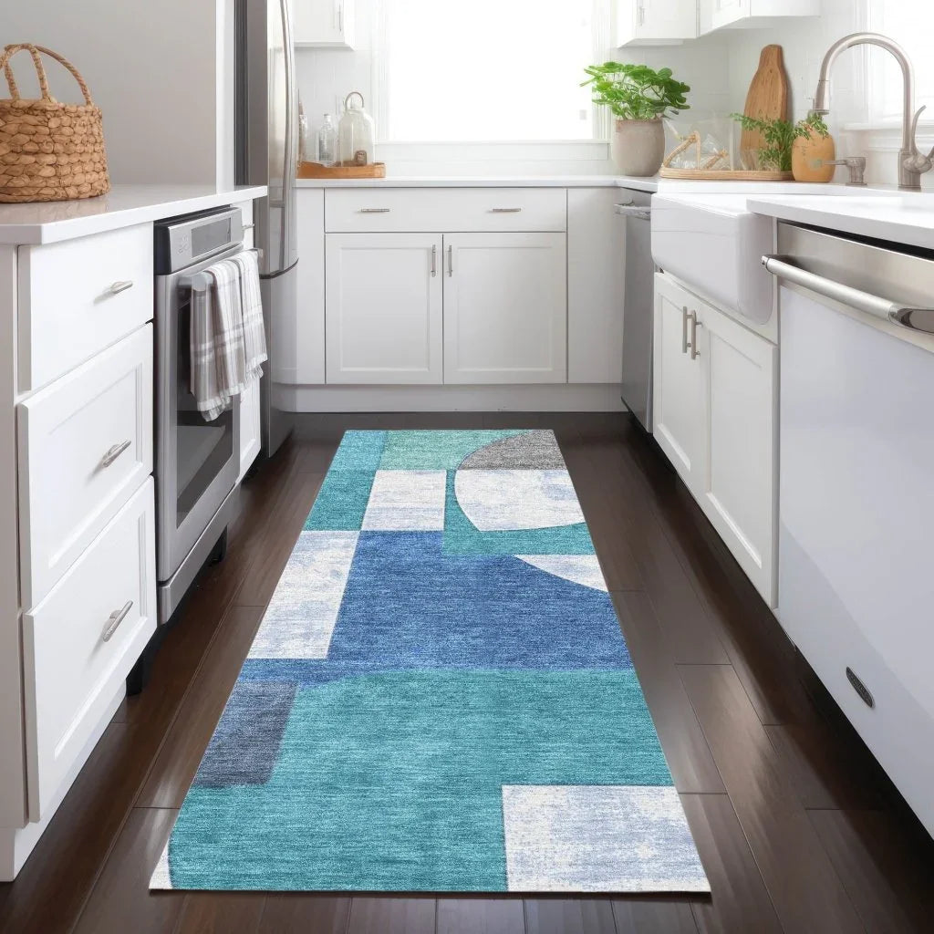Daeel Teal Washable Indoor - Outdoor Rug - LOOMLAN - LOOMLAN Rugs - Outdoor Rugs