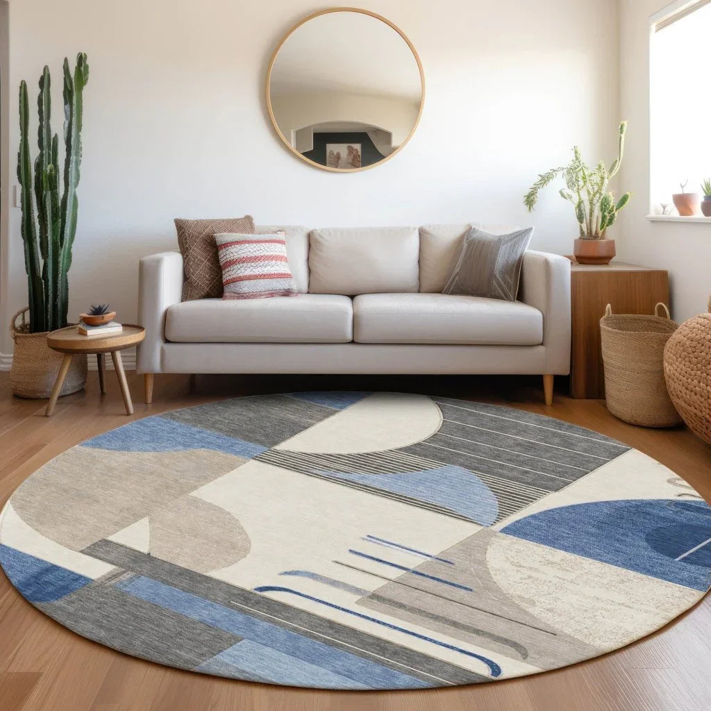 Daeira Blue Washable Indoor - Outdoor Rug - LOOMLAN - LOOMLAN Rugs - Outdoor Rugs