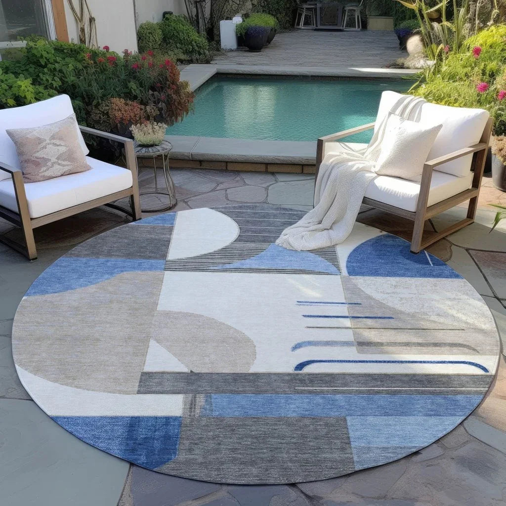 Daeira Blue Washable Indoor - Outdoor Rug - LOOMLAN - LOOMLAN Rugs - Outdoor Rugs