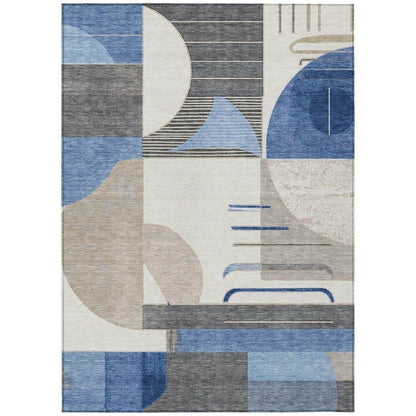 Daeira Blue Washable Indoor - Outdoor Rug - LOOMLAN - LOOMLAN Rugs - Outdoor Rugs