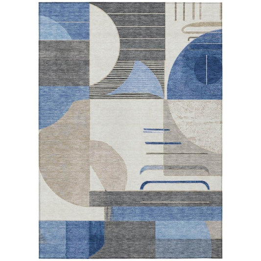 Daeira Blue Washable Indoor - Outdoor Rug - LOOMLAN - LOOMLAN Rugs - Outdoor Rugs
