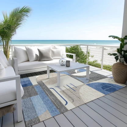 Daeira Blue Washable Indoor - Outdoor Rug - LOOMLAN - LOOMLAN Rugs - Outdoor Rugs