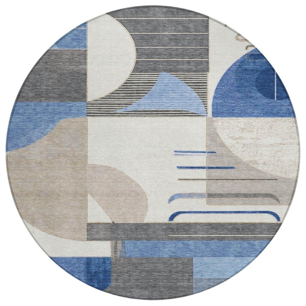 Daeira Blue Washable Indoor - Outdoor Rug - LOOMLAN - LOOMLAN Rugs - Outdoor Rugs